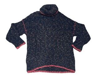 Free People Mohair Blend Flecked Knit Turtleneck Sweater Oversized size XS